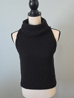 BY TOGETHER Selma Sleeveless Black Knit Turtleneck Sweater Top SZ MEDIUM